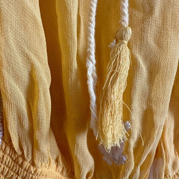 Free People Crop Top Women's XS Yellow Sheer Embroidered Boho Lightweight - Picture 6 of 7
